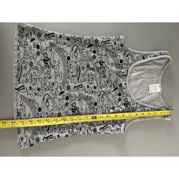 VTG TRN tank Top Y2K Gray Ribbed Smiley Cartoon Love Rainbow Kiss - Picture 3 of 5